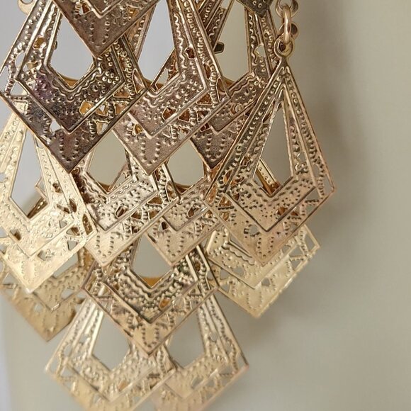 Gold Chandelier Light Earrings - Picture 10 of 12